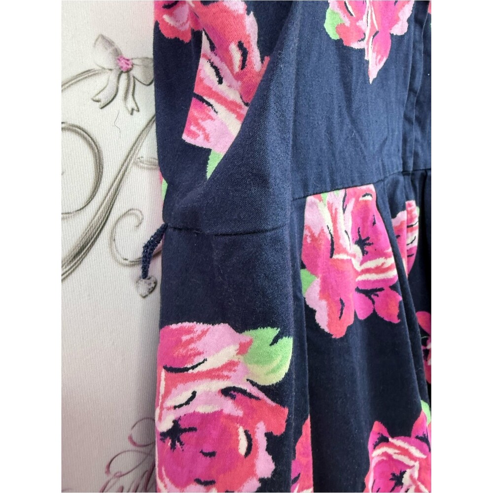Motherhood Maternity dress Navy Floral Midi Dress with Pink Roses - Picture 8 of 12